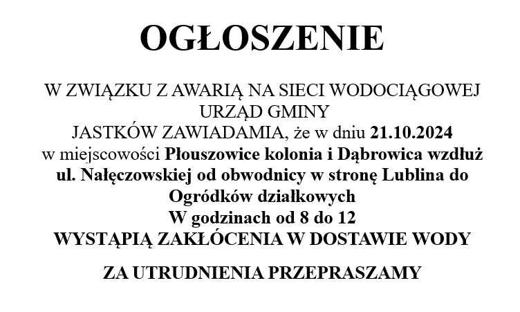 AWARIA SIECI WODOCIĄGOWEJ